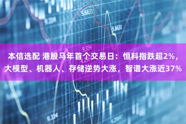 本信选配 港股马年首个交易日：恒科指跌超2%，大模型、机器人、存储逆势大涨，智谱大涨近37%